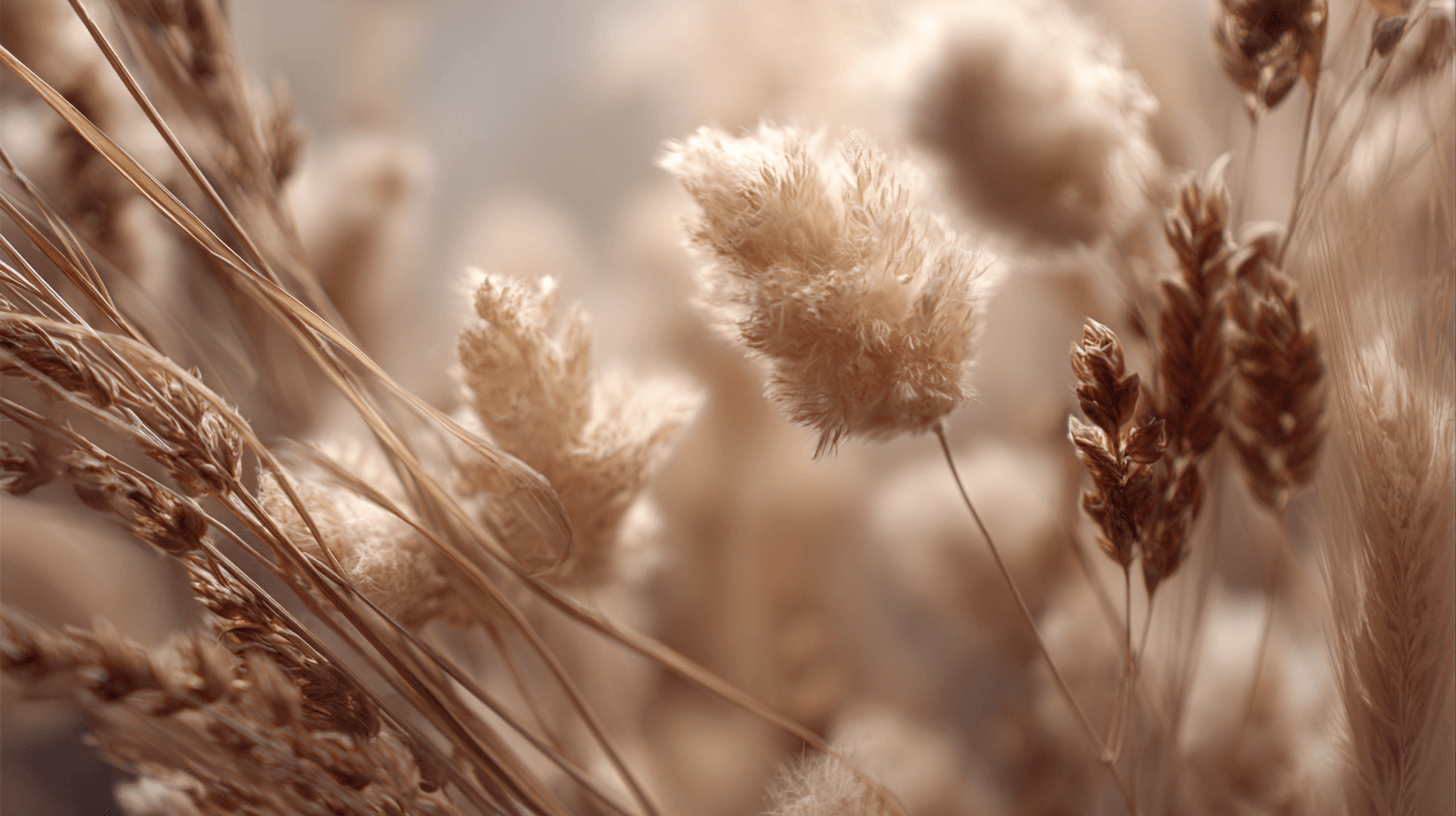 Close-up of dried grasses with a soft focus background